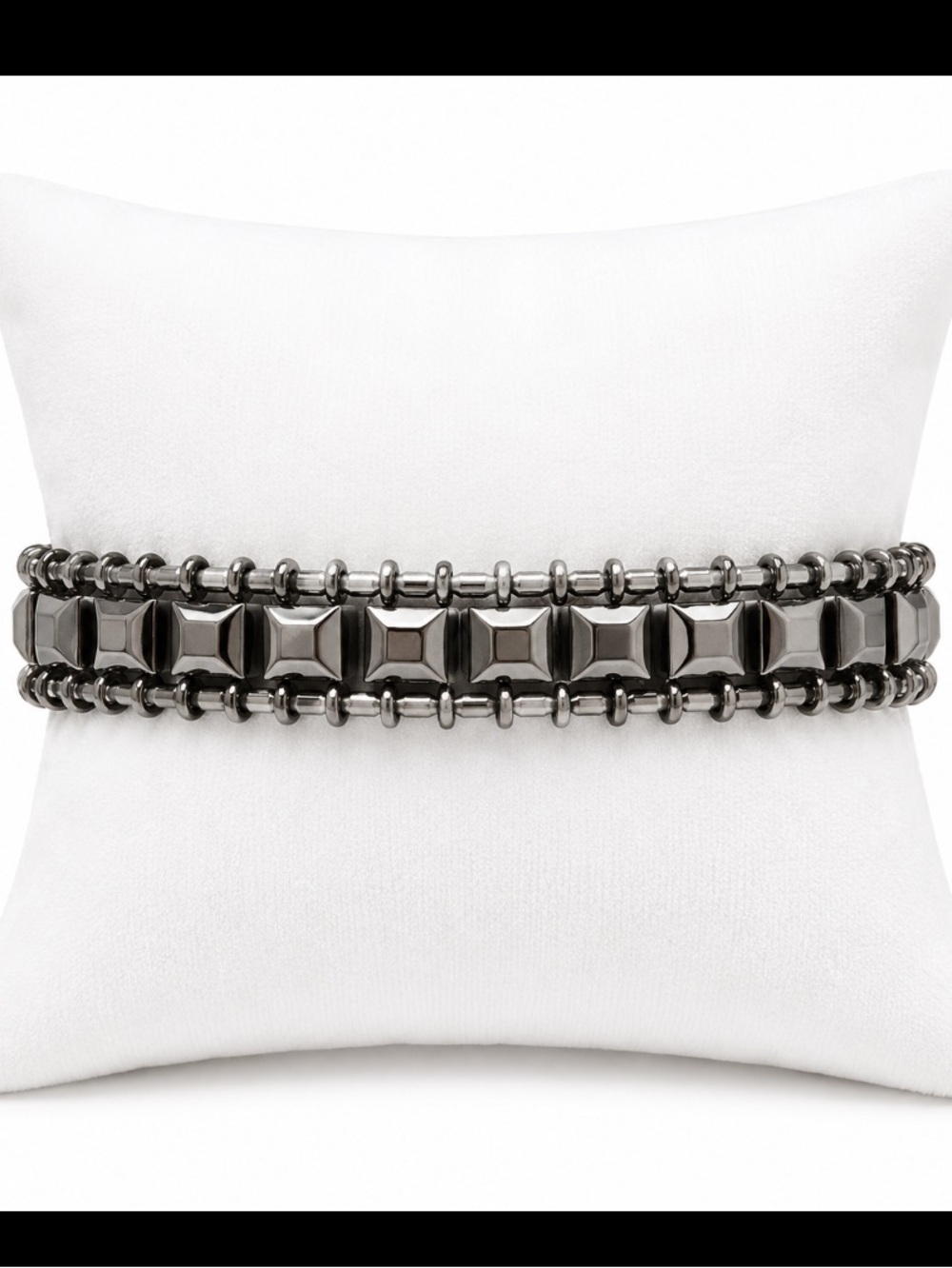 Hematite-Tone Beaded Chain Adjustable Bracelet